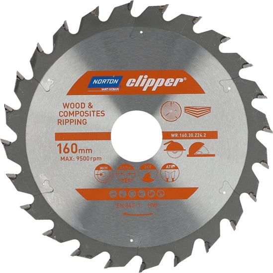 Изображение Norton Clipper NORTON PIA TARCZOWA 160mm x 30mm x 24z DREWNO I KOMPOZYTY ATB (2,6 / 1,6) N70184608043