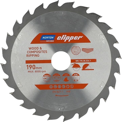 Изображение Norton Clipper NORTON PIA TARCZOWA 190mm x 30mm x 24z DREWNO I KOMPOZYTY ATB (2,8 / 1,8) N70184608052