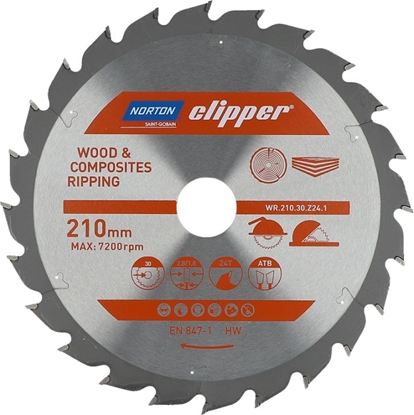 Picture of Norton Clipper NORTON PIA TARCZOWA 210mm x 30mm x 24z DREWNO I KOMPOZYTY ATB (2,8 / 1,8) N70184608054