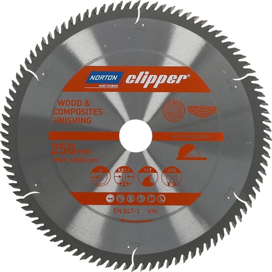 Picture of Norton Clipper NORTON PIA TARCZOWA 250mm x 30mm x 96z DREWNO I KOMPOZYTY ATB (3,2 / 2,2) N70184608111