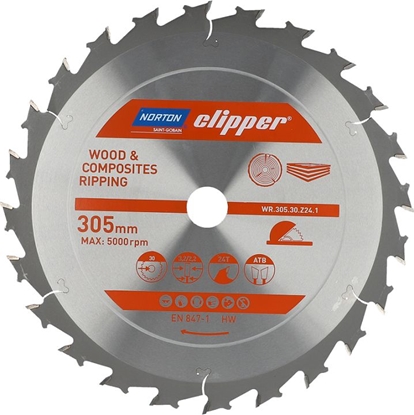 Picture of Norton Clipper NORTON PIA TARCZOWA 305mm x 30mm x 24z DREWNO I KOMPOZYTY ATB (3,2 / 2,2) N70184608071