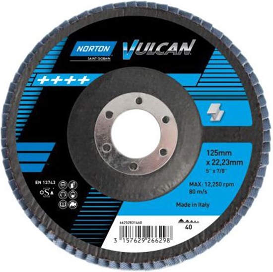 Изображение Norton Clipper ciernica talerzowa listkowa Vulcan granulacja 40 115 x 22,23mm (63642502311)
