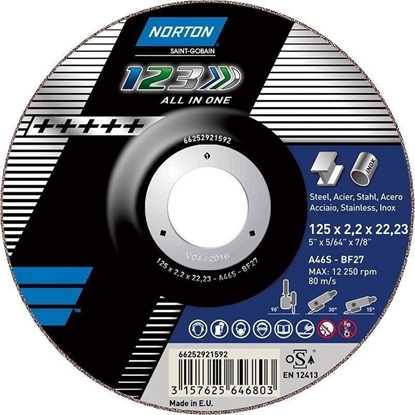Изображение Norton Clipper Tarcza przecinajca i szlifujca A46S-125x2.2x22.2-T27 NORTON 1 2 3