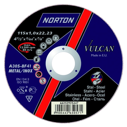Изображение Norton Clipper Tarcza tnca Vulcan Metal Inox A46S-BF-80 230 x 22,23 x 1,9mm (66252925436)