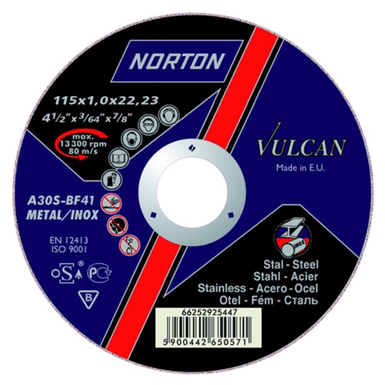 Изображение Norton Clipper Tarcza tnca Vulcan Metal Inox A46S-BF-80 230 x 22,23 x 1,9mm (66252925436)