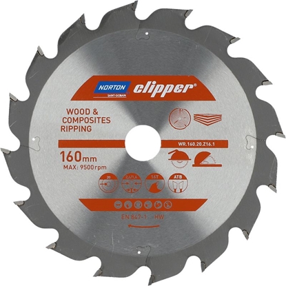 Picture of Norton Clipper NORTON PIA TARCZOWA 160mm x 20mm x 16z DREWNO I KOMPOZYTY ATB (2,6 / 1,6) N70184608038