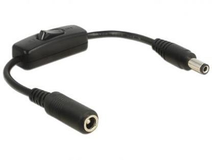 Изображение Adapter cable DC 5.5 x 2.5 mm male  DC 5.5 x 2.5 mm female with switch 20 cm