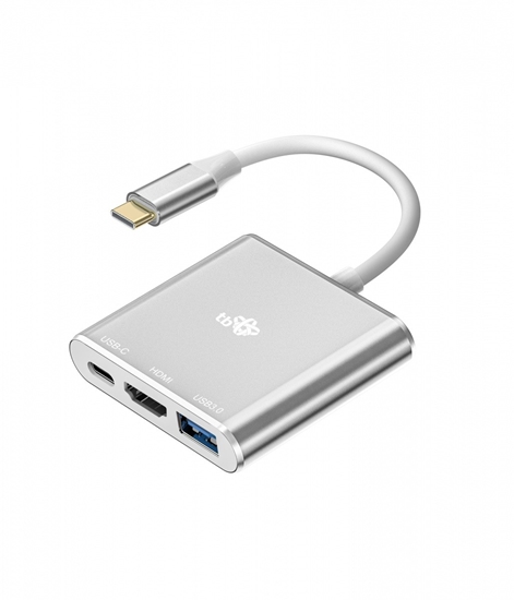 Изображение Adapter HUB USB C 3w1 - HDMI, USB, PD srebrny