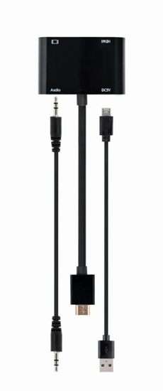 Picture of Adapteris Gembird HDMI Male - HDMI Female + VGA female + Audio Cable Black