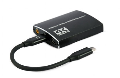 Attēls no Adapteris Gembird USB-C Type-C Male - 2 x HDMI Female 4K Black