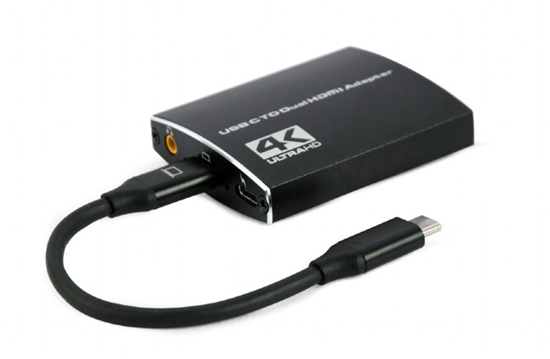 Picture of Adapteris Gembird USB-C Type-C Male - 2 x HDMI Female 4K Black