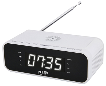 Picture of Adler Alarm Clock with Wireless Charger AD 1192W	 AUX in, White, Alarm function