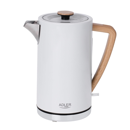 Изображение Adler | Kettle | AD 1347w | Electric | 2200 W | 1.5 L | Stainless steel | 360° rotational base | White