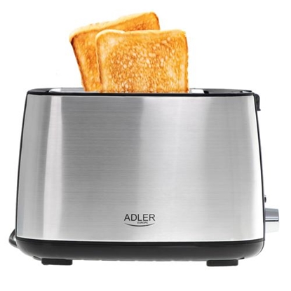 Изображение Adler Toaster AD 3214  Power 750 W Number of slots 2 Housing material Stainless steel Silver