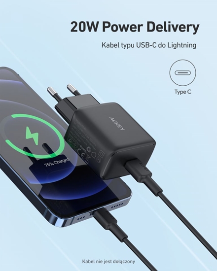 Picture of AUEKY PA-R1 Swift Wall charger 1x USB-C Power Delivery 3.0 20W