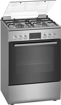 Picture of Bosch Serie 4 HXN390D50L cooker Freestanding cooker Gas Black, Stainless steel A