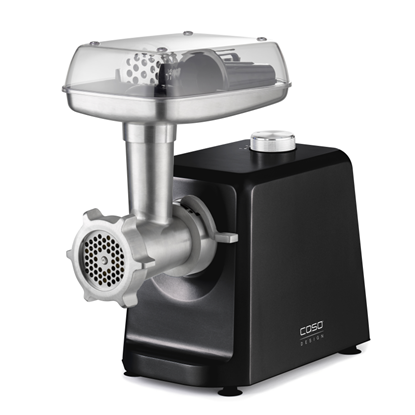Attēls no Caso | Meat Mincer | FW 2500 | Black | 2500 W | Number of speeds 2 | Throughput (kg/min) 2.5 | 3 stainless steel cutting plates (3 mm, 5 mm and 8 mm), Sausage filler, Cookie attachment with 4 moulds, Stuffer