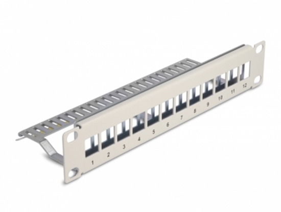 Picture of Delock 10″ Keystone Patch Panel 12 port with strain relief 1U grey