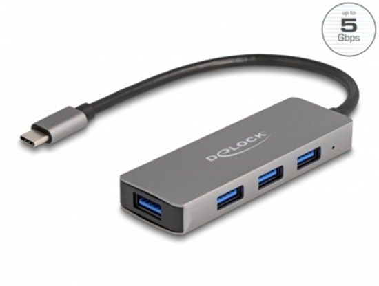Picture of Delock 4 Port USB 3.2 Gen 1 Hub with USB Type-C™ connector – USB Type-A ports on the side
