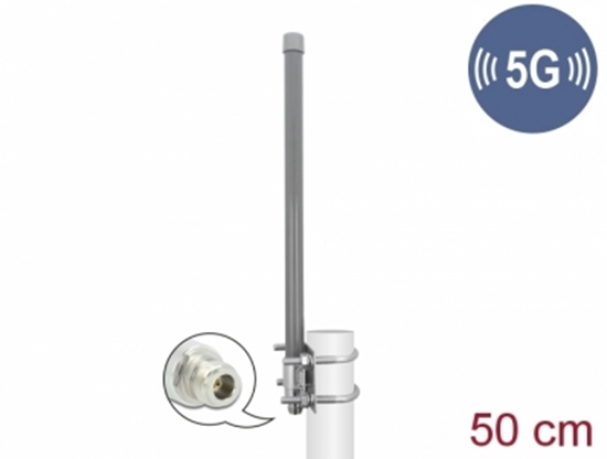 Picture of Delock 5G 3.3 - 3.8 GHz Antenna N jack 8 dBi 50 cm omnidirectional fixed outdoor grey