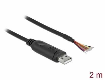 Attēls no Delock Adapter cable USB 2.0 Type-A to Serial RS-232 with 9 open wires + Shielding 2 m