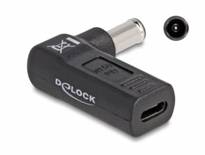 Picture of Delock Adapter for Laptop Charging Cable USB Type-C™ female to Sony 6.0 x 4.3 mm male 90° angled