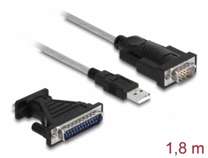 Attēls no Delock Adapter USB 2.0 Type-A to 1 x Serial RS-232 D-Sub 9 + Adapter D-Sub 25