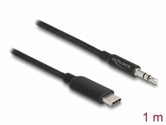 Picture of Delock Audio Stereo Cable USB Type-C™ male to Stereo plug 3.5 mm 3 pin 1 m black