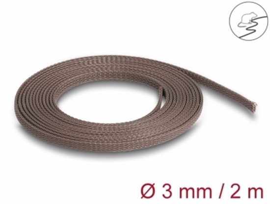 Picture of Delock Braided Sleeve rodent resistant stretchable 2 m x 3 mm brown