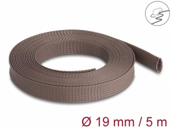 Picture of Delock Braided Sleeve rodent resistant stretchable 5 m x 19 mm brown