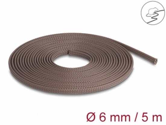 Picture of Delock Braided Sleeve rodent resistant stretchable 5 m x 6 mm brown