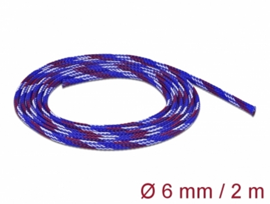 Picture of Delock Braided Sleeve stretchable 2 m x 6 mm blue-red-white