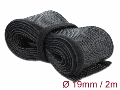 Picture of Delock Braided Sleeving with Hook-and-Loop Fastener 2 m x 19 mm black