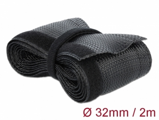 Picture of Delock Braided Sleeving with Hook-and-Loop Fastener 2 m x 32 mm black