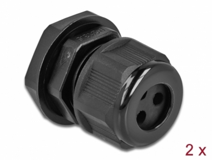 Attēls no Delock Cable Gland PG13.5 for round cable with three cable entries black 2 pieces