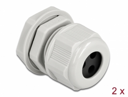 Attēls no Delock Cable Gland PG13.5 for round cable with three cable entries grey 2 pieces