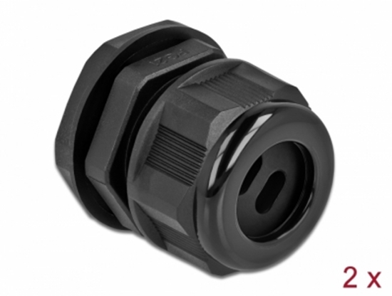 Picture of Delock Cable Gland PG21 for flat cable with two cable entries black 2 pieces