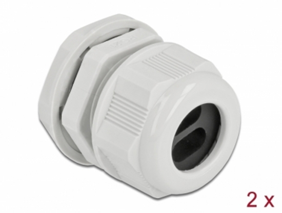 Picture of Delock Cable Gland PG21 for flat cable with two cable entries grey 2 pieces
