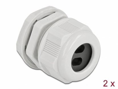 Attēls no Delock Cable Gland PG21 for flat cable with two cable entries grey 2 pieces