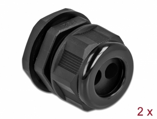Изображение Delock Cable Gland PG21 for round cable with two cable entries black 2 pieces