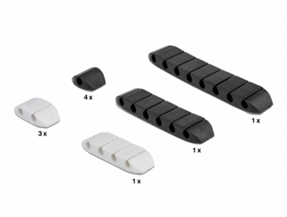 Attēls no Delock Cable holder trapezoid self-adhesive combo set 10 pieces black / white