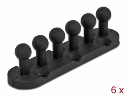 Attēls no Delock Cable Holder with 5 feed-throughs self-adhesive / screwable 6 pieces black