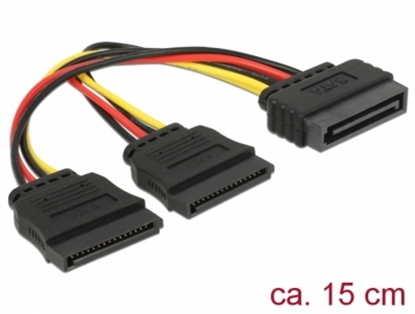 Изображение Delock Cable Power SATA 15 pin > 2 x SATA HDD – straight