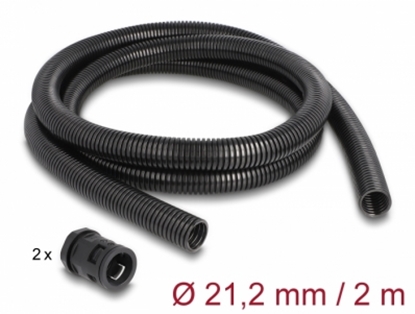 Attēls no Delock Cable protection sleeve 2 m x 21.2 mm with PG16 conduit fitting set black