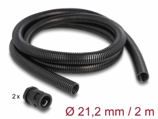 Picture of Delock Cable protection sleeve 2 m x 21.2 mm with PG16 conduit fitting set black