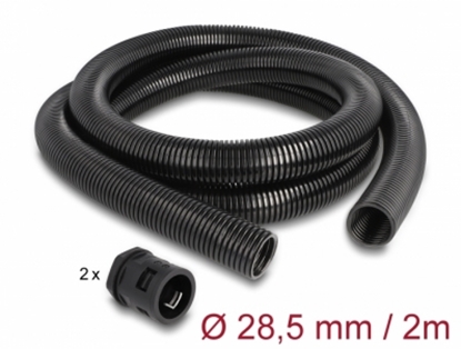 Attēls no Delock Cable protection sleeve 2 m x 28.5 mm with PG21 conduit fitting set black