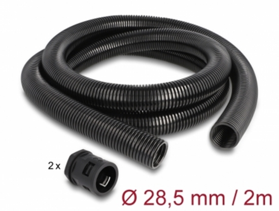 Picture of Delock Cable protection sleeve 2 m x 28.5 mm with PG21 conduit fitting set black