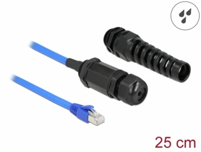 Изображение Delock Cable RJ45 plug to RJ45 jack Cat.6 waterproof with cable gland and bend protection