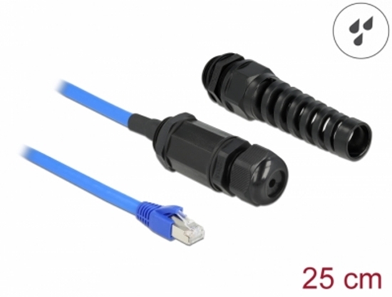 Picture of Delock Cable RJ45 plug to RJ45 jack Cat.6 waterproof with cable gland and bend protection