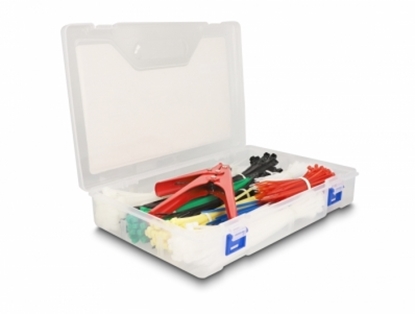 Attēls no Delock Cable tie assortment box with cable tie installation tool 600 pieces assorted colours